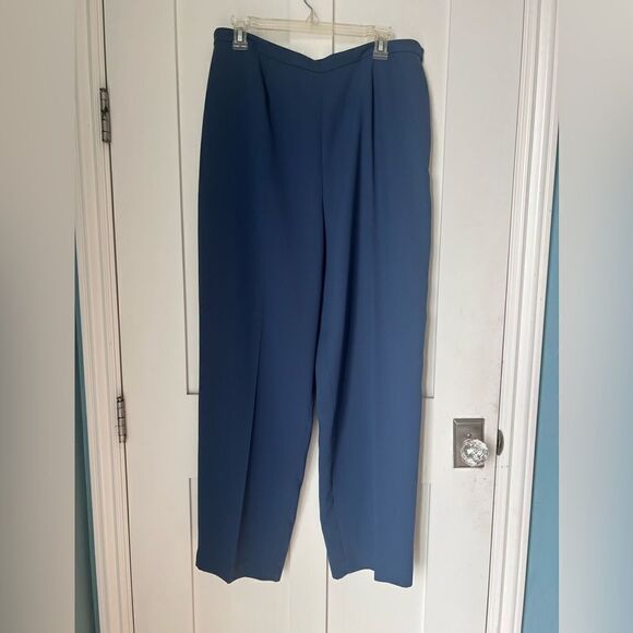 Casual Corner Annex Blue Straight Leg High Rise Lined Side Zip Pants Trousers 16 - Picture 8 of 10